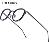 FONEX Acetate กรอบแว่นตาไททาเนียมผู้ชายย้อนยุคเรียบง่าย2023แว่นตาแว่นสายตาสั้น IE-011