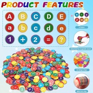 Coopay 234 Pcs Alphabets Numbers Chips and 2 Pcs Magnetic Wands - Toddler Learning Letters for Spell