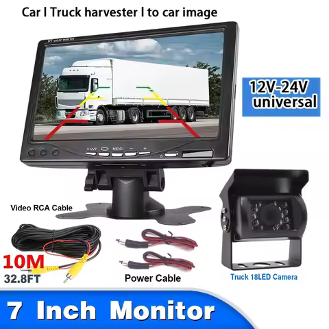 7-Inch AV Reverse Camera Display for Trucks, Mini Buses, Construction Vehicles, Easy Install with Co
