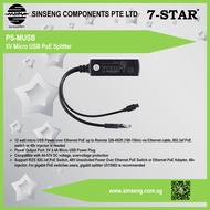 7-STAR* IEEE 802.3af/at Micro USB Active PoE Splitter Power Over Ethernet 48V to 5V 2.4A for Tablets