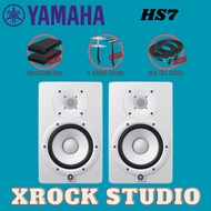 Yamaha HS7 6.5 inch Powered Studio Monitor With Speaker Stand And Cable - Pair - White ( HS-7 / HS 7