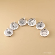 Round Plate Benming Year Pendant Protruding 999 Hard Pure Silver Pendant Silver Zodiac 3D Font Braid
