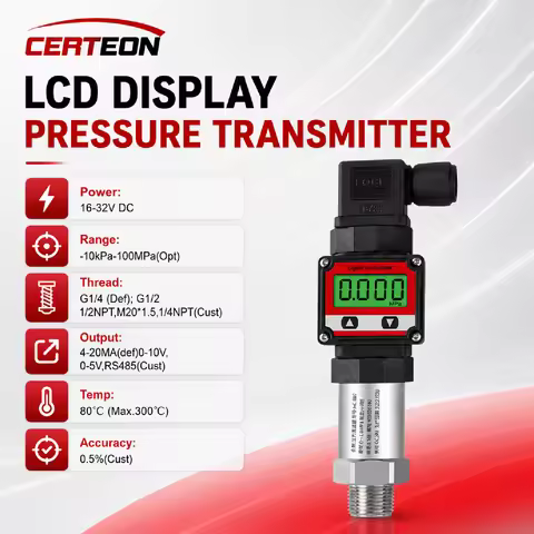 HTP-400 LCD Pressure Transmitter 4-20mA Pressure Sensor 24VDC 316L for Gas Oil Water Hydraulic Indus