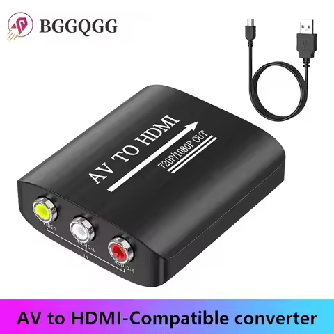 BGGQGG AV to HDMI Converter, AV to HDMI Adapter Support 720p/1080p for PS1/PS2/PS3/Xbox 360/WII/N64/