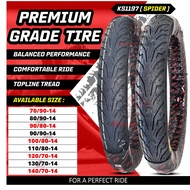 TAYAR SCOOTER Tyre 14 inch 70/90-14 & 80/90-14 & 90/90-14 Bunga Spider (KST 1197) Pattern – Durable 