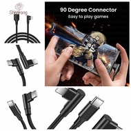 SHANRONG 90 Degrees Type C Cable, Nylon Braid Quick Charge PD 60W Quick Charger Cord, Convenient Dat