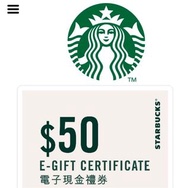 Starbucks $50 現金券 星巴克 電子禮券 QR code 咖啡 蛋糕 coffee