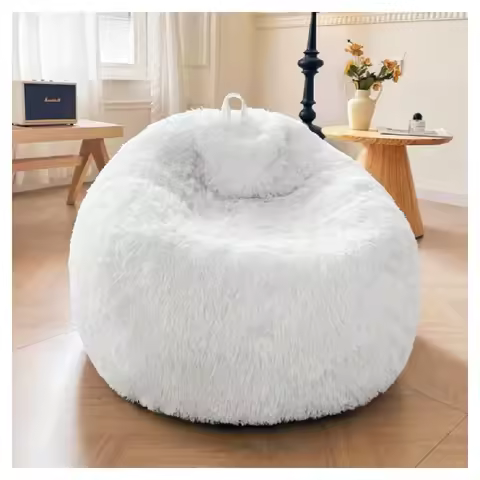 Fur Bean Bag CoverNo Filler, Fluffy Stuffed Animal Storage Bean Bag Chair Cover For Bedroom Home Dr,