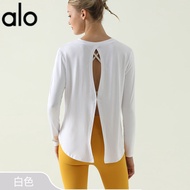 ALO YOGA ฤดูใบไม้ผลิใหม่ เสื้อฟิตเนสวิ่งแบบไม่มีหลัง แห้งเร็ว แขนยาวหลวม ระบายอากาศได้ เสื้อโยคะสำหร