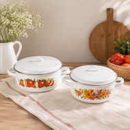 WHITE ENAMEL POT DUTCH OVEN KEDAUNG/ SOURDOUGH POT/