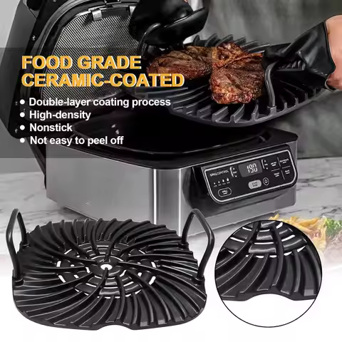 Benchmade Quality Grill Plate Grate & Stainless Steel Splatter Shield For Ninja Foodi 5-In-1 Grill P