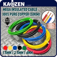 [METER] MEGA KABEL Insulated PVC Cable (SIRIM) 100% Pure Copper (1.5mm/2.5mm/4mm)