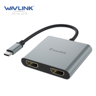 Wavlink 3-In-1 USB-C เป็น Dual 4K HDMI Splitter Adapterตัวขยาย HDMI สำหรับ 2 จอภาพ Type-C Hub พร้อมก
