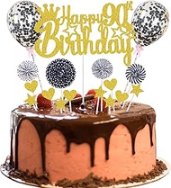 Happy 90th Birthday Cake Decoration 90 Years Man Women Cake Decoration 90th Birthday Gold Black Cake