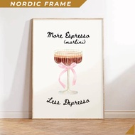 Wall painting, More Espresso Martini Print, Less Depresso Trendy Retro Wall Art, Martini with Bow Pr