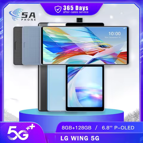 Original LG WING 5G CellPhone F100VM F100TM F100N F100 4G LTE Mobile Phone 6.8'' 128GB ROM Android W