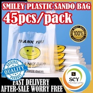 (By 45'S)Thank You Smiley Plastic Sando Bag Plastic Bag Sando Bag Transparent Clear With Handle