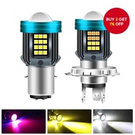 H4 BA20D Motorcycle Headlight With Angel Eye Strobe Dual White/Yellow LED Light