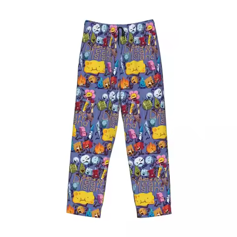Custom BFDI Four BFB Pajama Pants Men Sleepwear Sleep Lounge Bottoms with Pockets