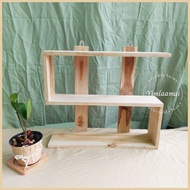 ชั้นวางของติดผนัง ชั้นวางของทรงซิกแซก ชั้นวางกระบองเพชร ชั้นวางในครัว ติดผนัง โปร่ง งานดิบไม้สัก วิน