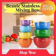 Special Offer [ LOCAL READY STOCKS ] iGOZO BEAUTE COLORFUL STAINLESS STEEL MIXING BOWL + 3 PCS KNIFE SET (BLACK)