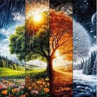 DIY 4 Seasons Diamond Painting Kit 39.88x39.88cm - Frameless Diamond Painting Set, Suitable For Livi