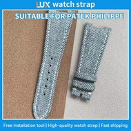 Apply To PATEK PHILIPPE NAUTILUS Denim & Genuine Leather Watch Strap 5711 5712 5980 25*13mm, 18mm Bu