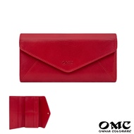 [OMC] Italian Vegetable Tanned Leather Envelope Style Cowhide Long Clip 95115 (Red)