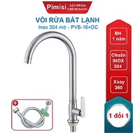 Vòi Rửa Bát Inox 304 Pimisi PVB-16+DC Đơn 1 Đường Nước Lạnh Gắn Chậu Rửa Chén Âm - Dương Bàn Đá Nhà 