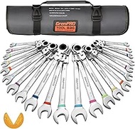 Ratchet Wrenches Set, 23PC Flex Head Ratcheting Wrench Set Metric and Standard & SAE, 6-18mm & 1/4" 