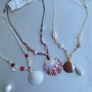 Beach necklace - Ocean blue seashell necklace - Seashell beach accessories