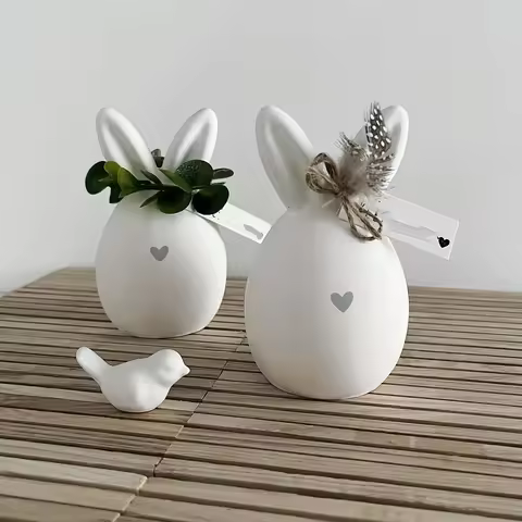 Set of Two Silicone Molds Shaped Like Easter Bunnies, Designed for Creating Resin Crafts, Gypsum Pla