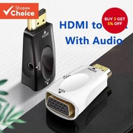 [Shopee Choice] HDMI-compatible to VGA Converter Male To Famale Adapter 3.5 mm Audio FHD 1080P For P