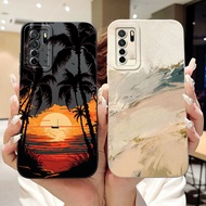 Huawei Nova 7 SE 5G / P40 Lite (5G) CDY-NX9A CDY-NX9B Lens Protective Casing New Fashion Sunset Soft
