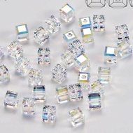 Square Beads Pack of 8 premium white Austrian crystal cups
