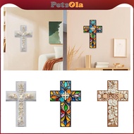 PETSOLA 2D Flat Pattern Cross Wall Plaque Artwork Lightweight for Bedroom Flat Graphic