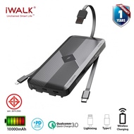 iWALK Scorpion Air Mag แบตสำรองแบบชาร์จไร้สาย 10000mAh พร้อมสายชาร์จในตัว LightningและTypeC ชาร์จเร็วแบบ FastCharge.ใช้กับสมาร์ทโฟนทุกรุ่น อาทิ iPhone1515Pro15Promax15+