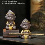 ۩✌❦[BIG SALE] Ceramic Monkey King Monkey King Fish Tank Landscape Decoration Purple Clay Tea Pet Aquarium Rockery Bonsai