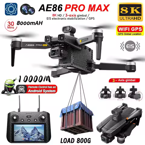 AE86 PRO Profesional Drone 10km with 3-Axis Gimbal Camera Mini Drone 8K Aerial Photography GPS Obsta