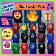 5 Star T shirt big size 5XL 6XL 54 hingga 58 inci lengan pendek plus size baju t-shirt
