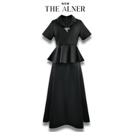 Thealner-AN037 (Black Shirt Set With Collar Short Sleeves + Skirt)