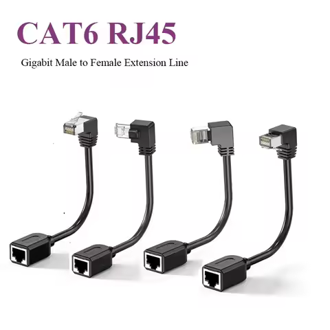 CAT6 RJ45 Ethernet Cable 90 Degree Right Angle Cat 6 Shielded Male to Female Ethernet Lan Network Ex