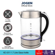 Jogen Crystal KE 4311 Electric Glass Kettle 1.7 Litre with LED Light Fast Boil Lab Quality Borosilic