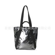 北歐新款黑色PE料手提包 休閒環保編織料單肩包 便攜編織料購物袋