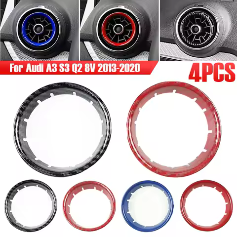 Car Air Vent Trim Ring Carbon Fiber Texture Air Conditioning Outlet Inner Cover Decoration Sticker f