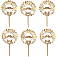 10 Pcs Fathers Day Cake Decorations Happy Fathers Day Cake Toppers Acrylic Gold Moustache Bow Tie Cu
