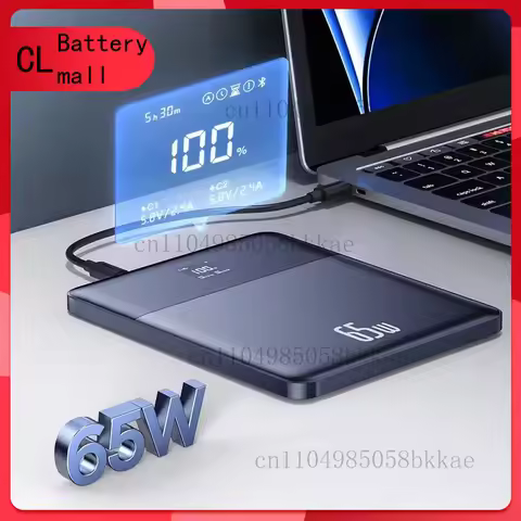 for Baseus Blade 2 Power Bank 65W 12000mAh PD Fast Charging Digital Remaining Battery Slim for Macbo