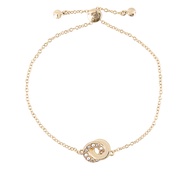 【COACH】水鑽及玻璃珍珠連扣圓圈可調式手鍊(金色)/平行輸入