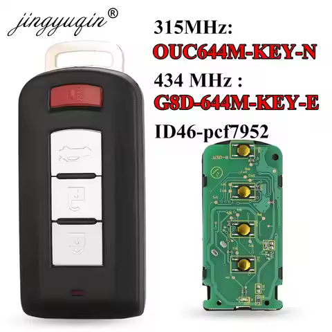 jingyuqin Keyless go Smart Remote Key 3+1B 315Mhz / 434MHz ID46 PCF7952 for Mitsubishi Lancer Outlan