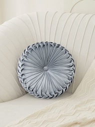 1入組無填充物法蘭絨靠墊套素色圓形裝飾沙發抱枕套